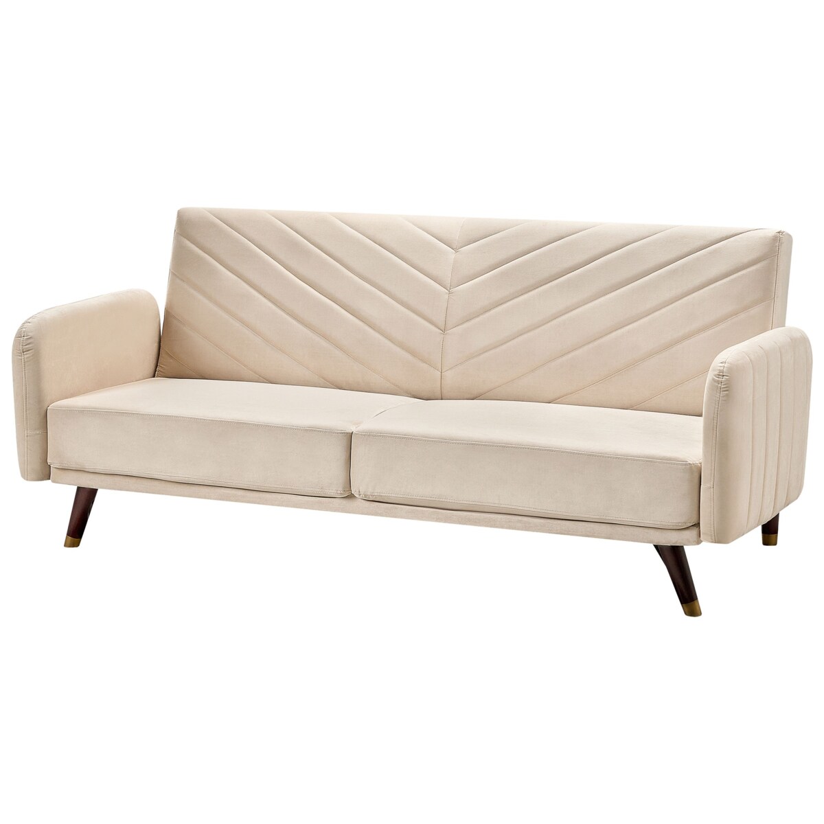 Sofa rozkładana SENJA Welur Beżowy dla 3 osób