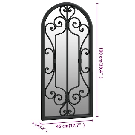 vidaXL Lustro ogrodowe, czarne, 100x45 cm, żelazna rama