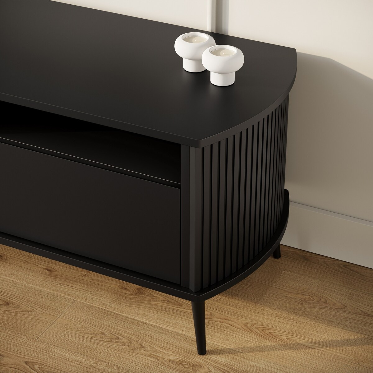 Szafka RTV Pod Telewizor CZARNA Komoda Do Salonu Nóżki PREMIUM VERLO 150cm