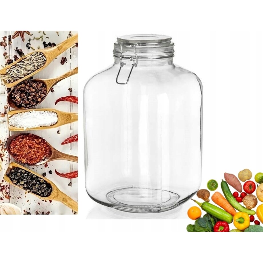 SŁOIK DUŻY szklany 5 L pojemnik hermetyczny klips weki żywność ogórki