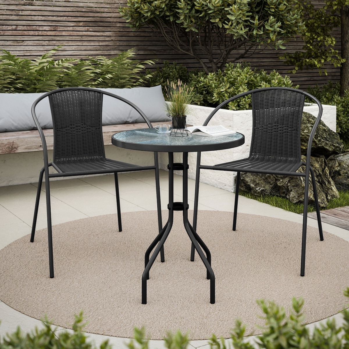 Zestaw mebli ogrodowych z technorattanu SIDE szary