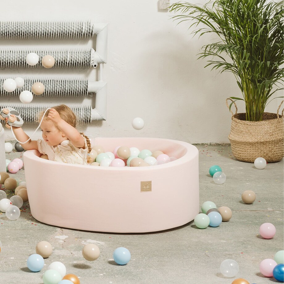 Okrągły Suchy Basen dla Dziecka 90x40cm/bez Piłek, Cotton, Jasnoróżowy