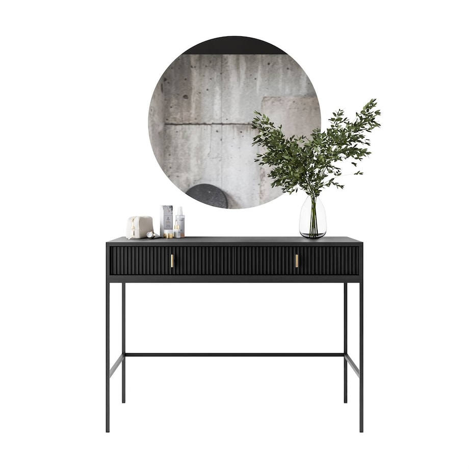 Toaletka MIDNIGHT na stelażu z lustrem i oświetleniem LED, czarna