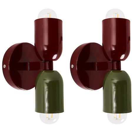 Zestaw 2 lamp ściennych TOPI Czerwony/ zielony Metal
