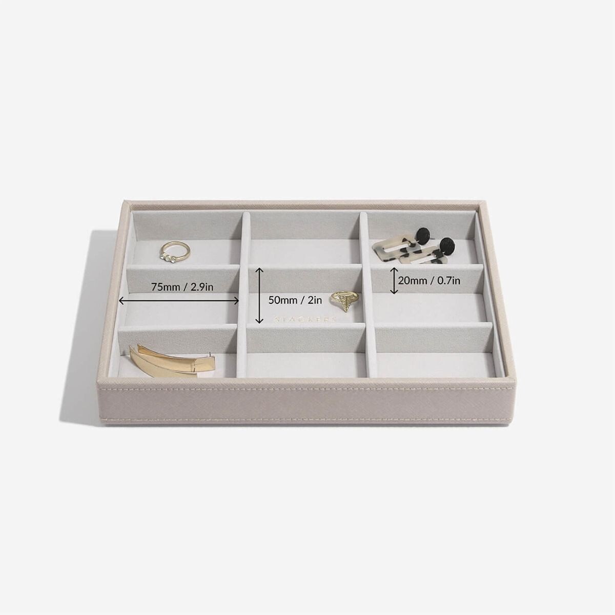 Szkatułka na biżuterię Stackers 9 komorowa classic taupe