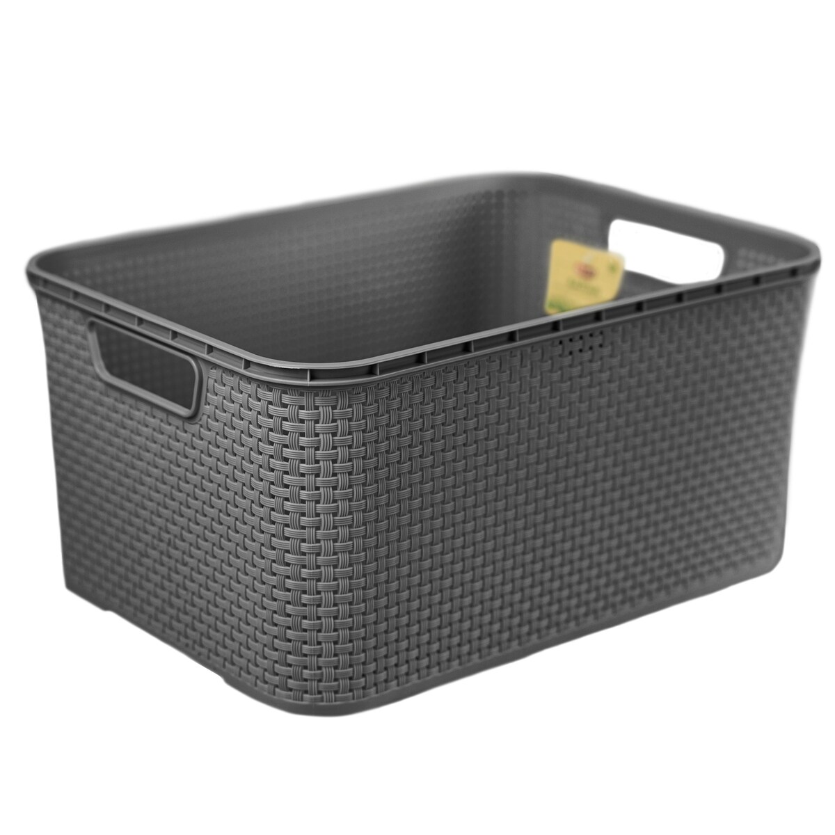 Koszyk Pojemnik Rattanowy Z Pokrywą Na Drobiazgi Kosmetyki Łazienkowy 19L Antracyt