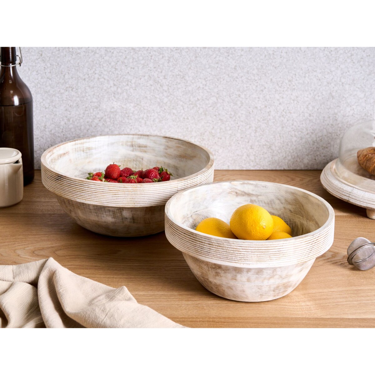 Zestaw 2 mis dekoracyjnych MINYA Drewno mango Jasnobrązowy