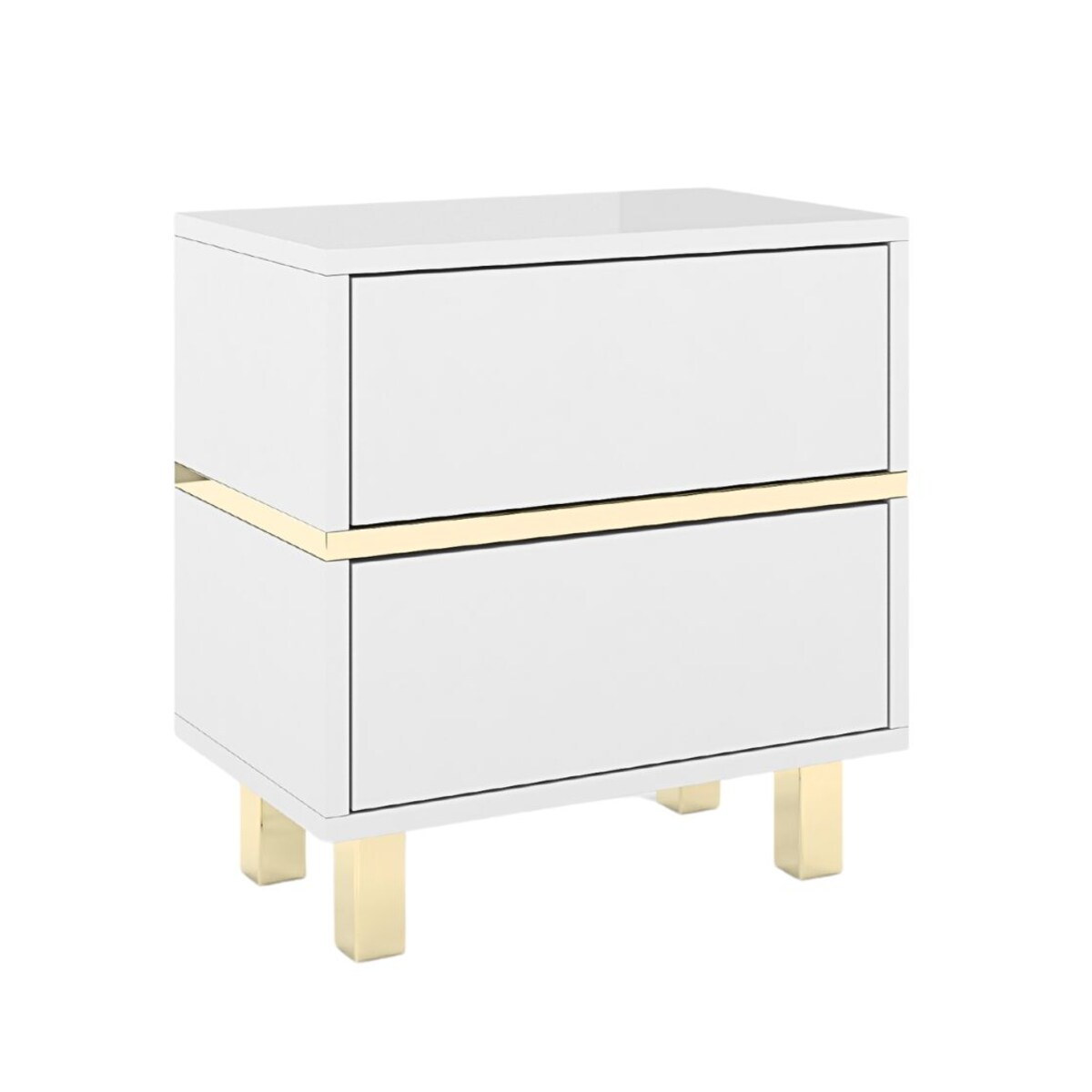 Biała Szafka Nocna Magica ze złotymi dodatkami / szer. 49 cm