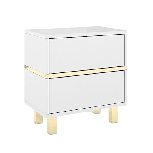 Biała Szafka Nocna Magica ze złotymi dodatkami / szer. 49 cm