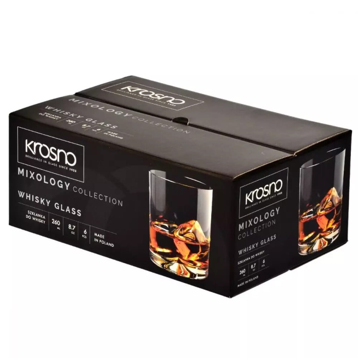 Komplet Szklanek Krosno mixology do Whisky Drinków Tradycyjne 6 x 260 ml
