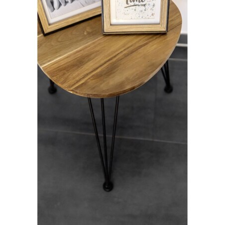 Stolik kawowy okrągły, blat Ø 44 cm z drewna akacji, WENKO