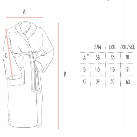 Duży Ciepły miękki Szlafrok Podomka L/XL Wiązany Kieszenie z Kapturem