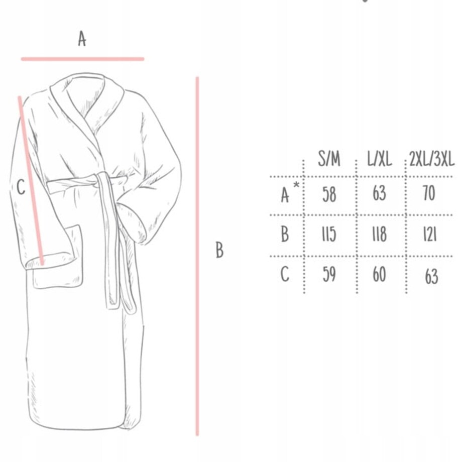 Duży Ciepły miękki Szlafrok Podomka L/XL Wiązany Kieszenie z Kapturem