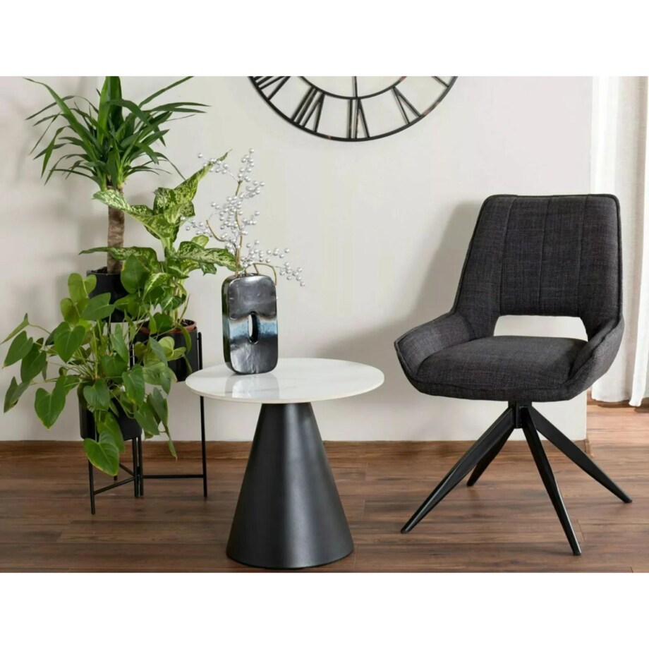 Stolik kawowy HILL 50x50 biały marmur/czarny mat