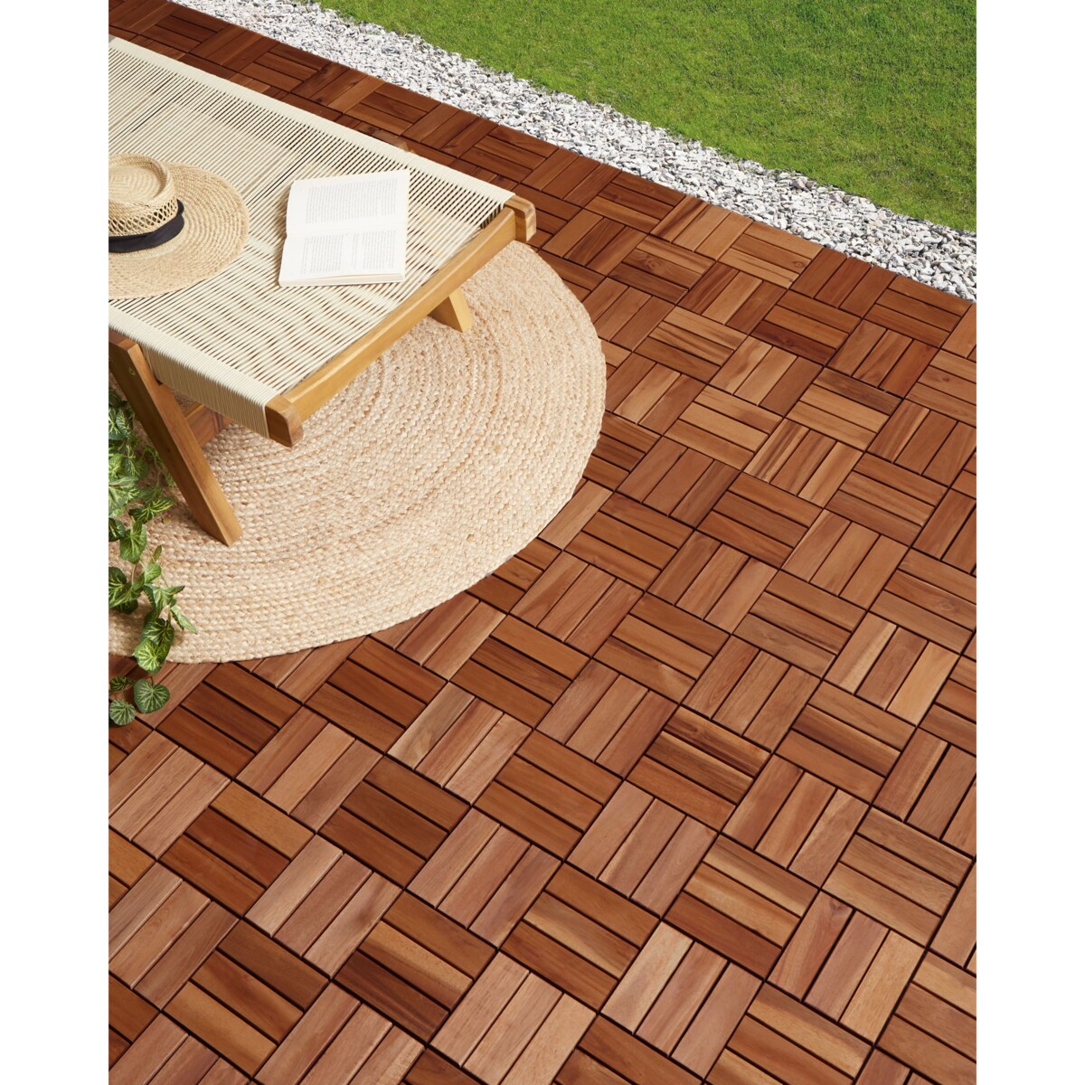 Płytki tarasowe ACERENZA Certyfikowane drewno akacjowe Brązowy