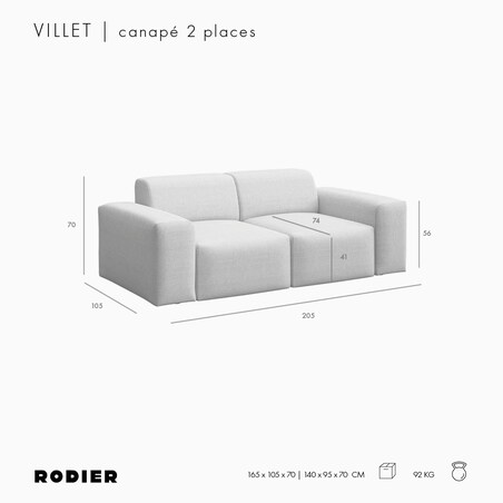 Villet Sofa 2 osobowa szara
