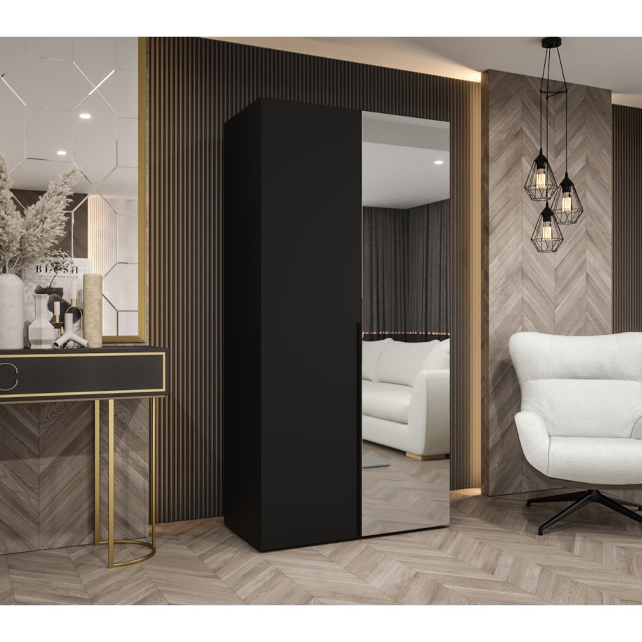 Szafa uchylna otwierana ALICANTE 2 100 wys. 202 cm Czarny + u. Czarny