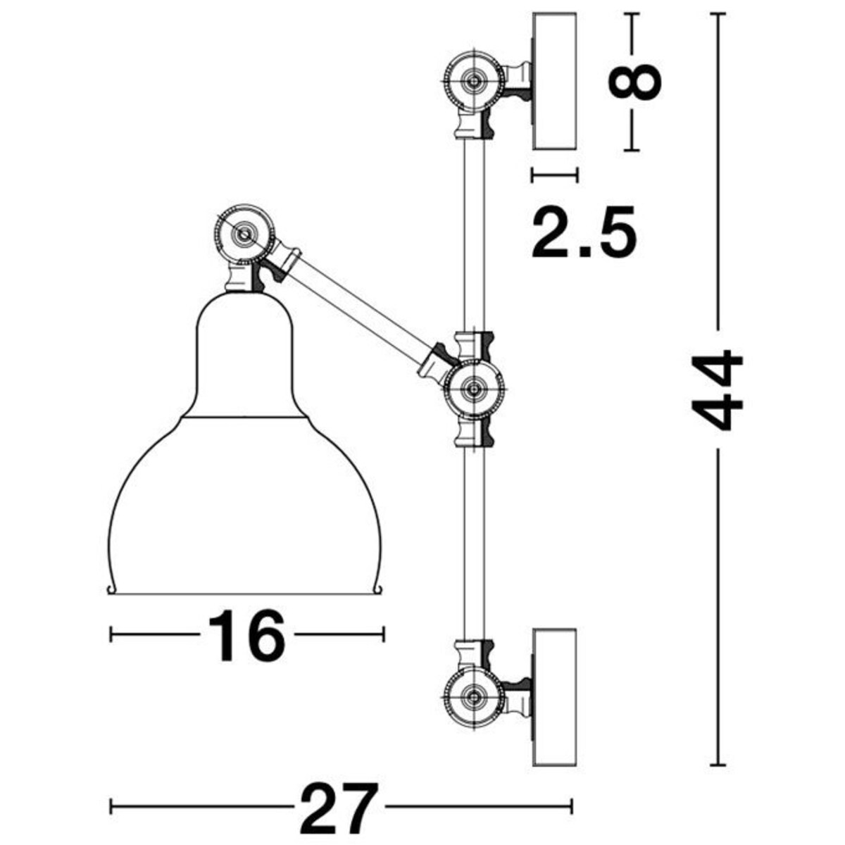 Ścienna LAMPA industrialna CURICO LE41988 Luces Exclusivas metalowa OPRAWA kinkiet regulowany czarny