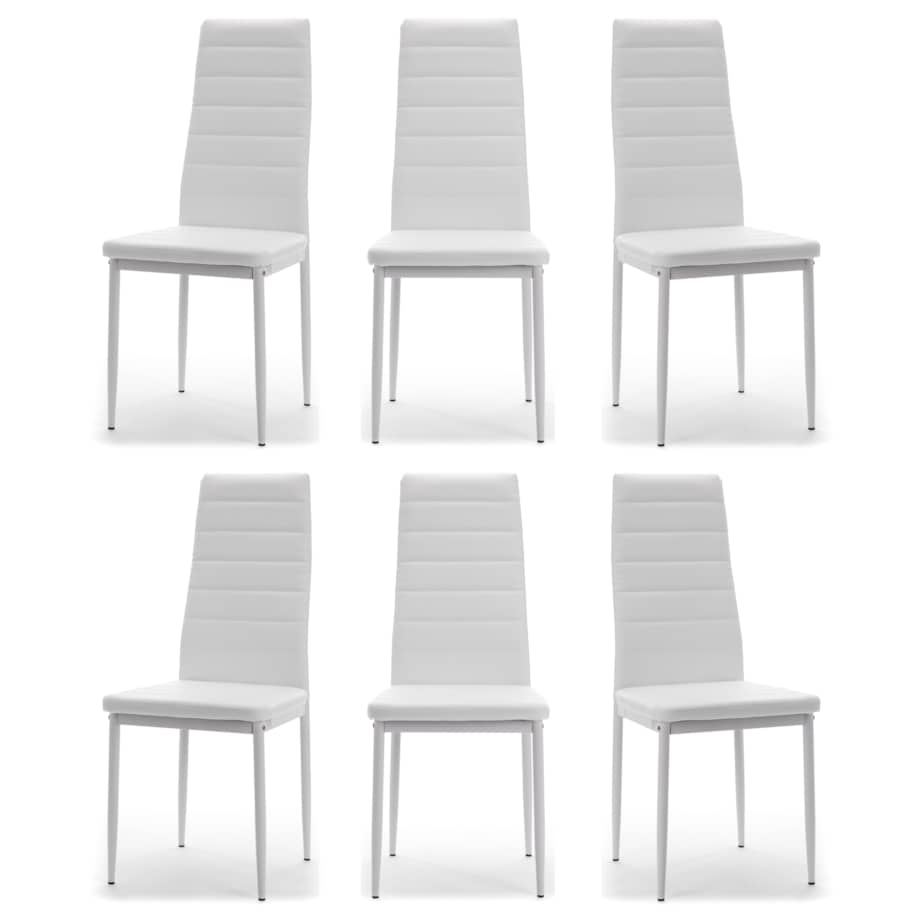 Zestaw 6 krzeseł FADO tapicerowane ekoskóra białe