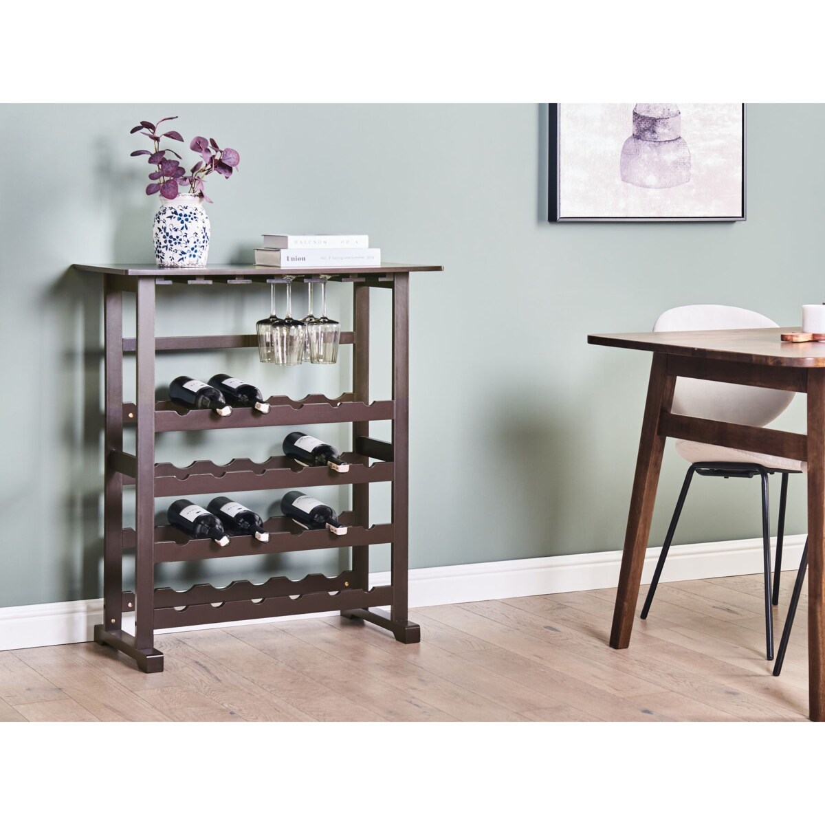 Stojak na wino ROWLEY 91 cm Ciemnobrązowy