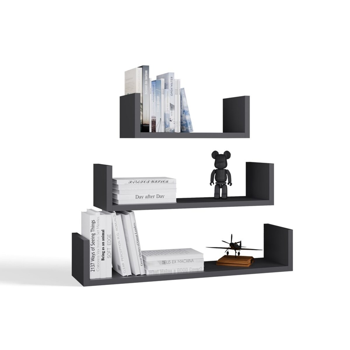 Półka Wisząca Mobi 3P Komplet 3x – Nowoczesne Półki Ścienne Antracyt