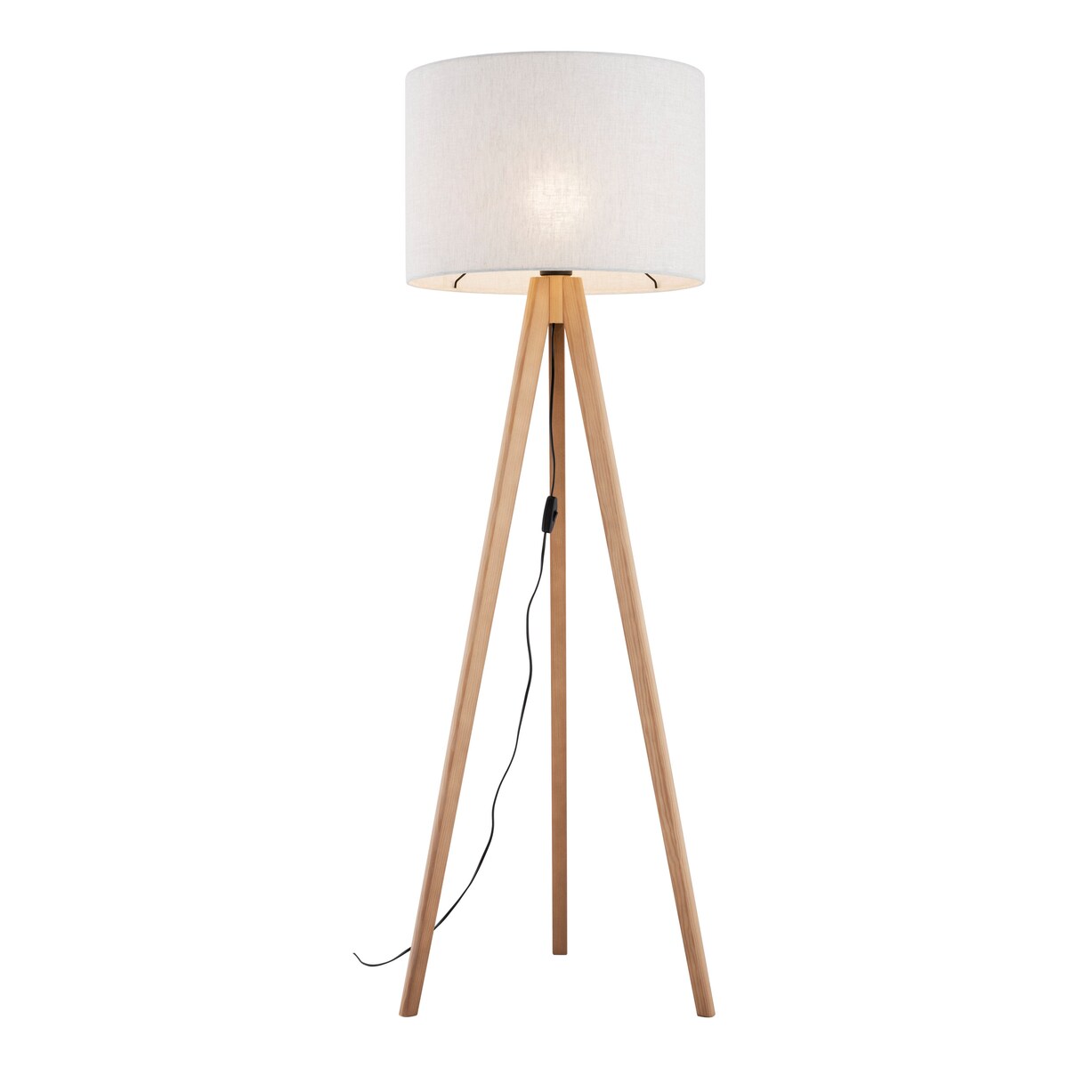 Lampa podłogowa TK Lighting GRAND SOSNA 16007, sosna/len, abażur 50 cm, E27, 145 cm
