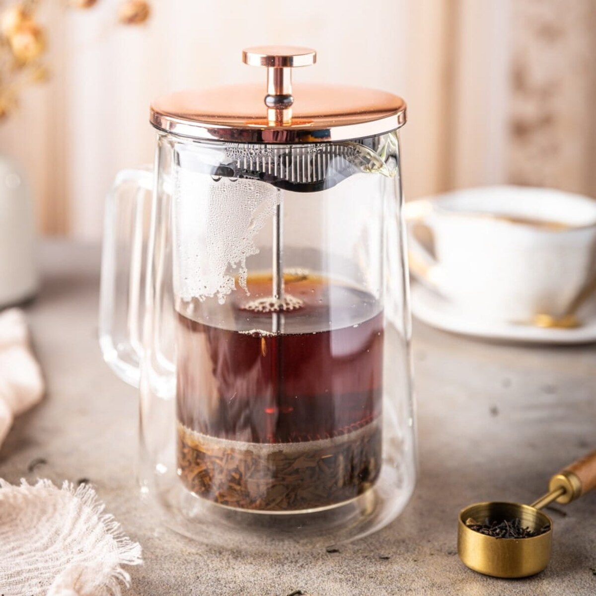 Zaparzacz do kawy herbaty 0.60L French Press różowe złoto KLAUSBERG