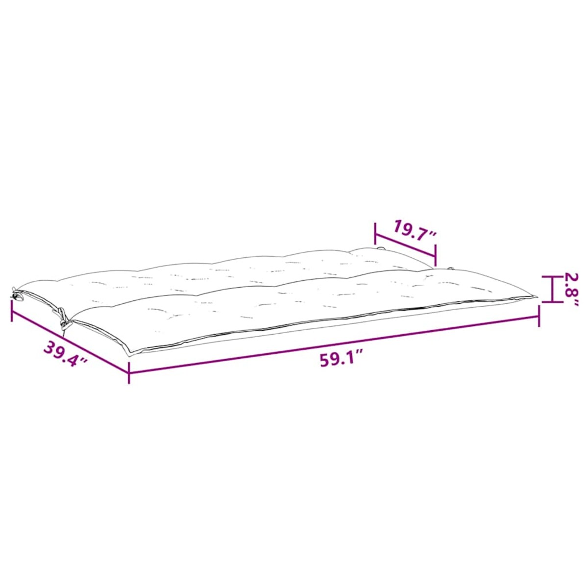 vidaXL Poduszka na ławkę ogrodową, czarna, 150x(50+50)x7 cm