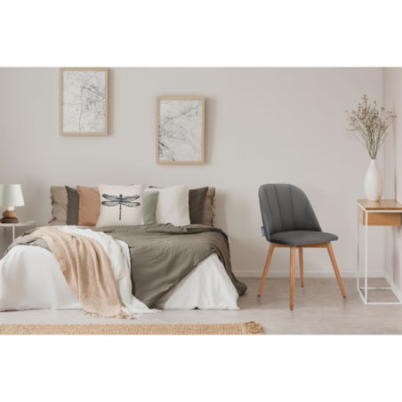 KONSIMO BAKERI Krzesła skandynawskie welurowe, szare, 2 szt