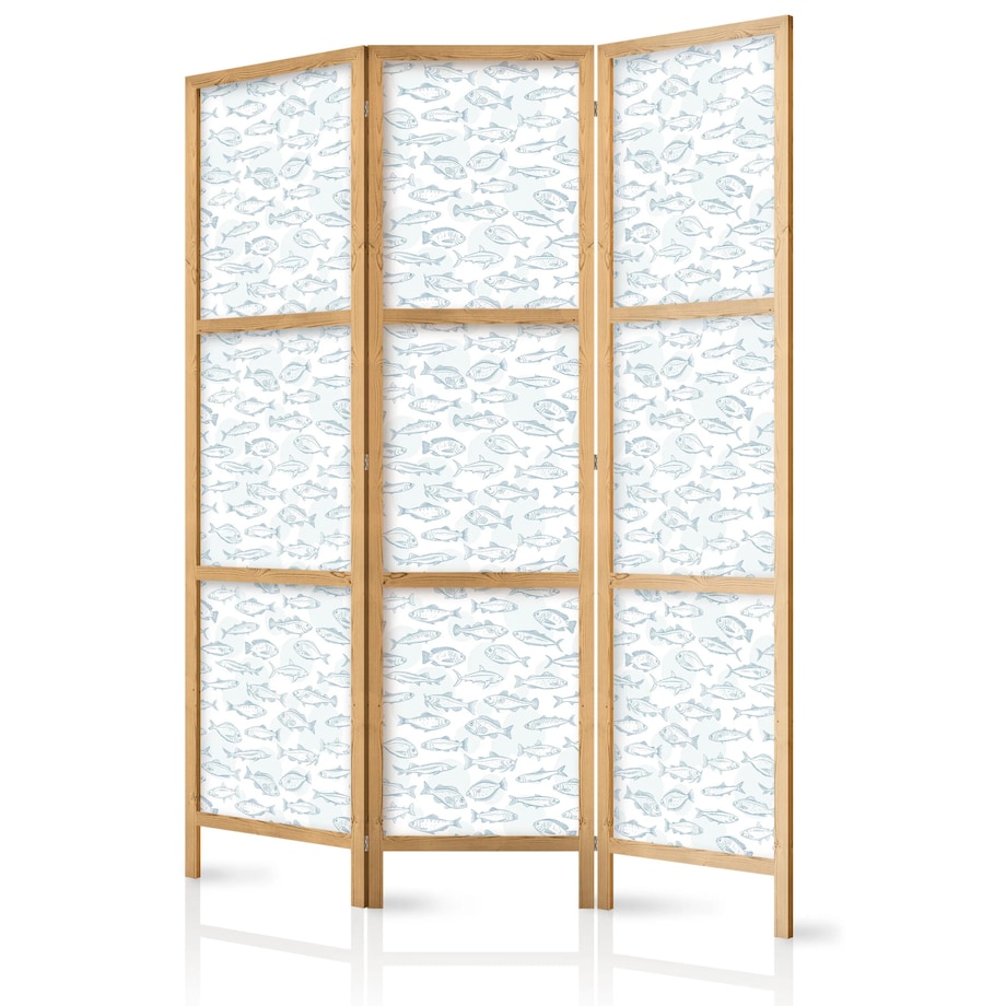 Parawan japoński Zwierzęta 135x172 cm 3-częściowy czarny