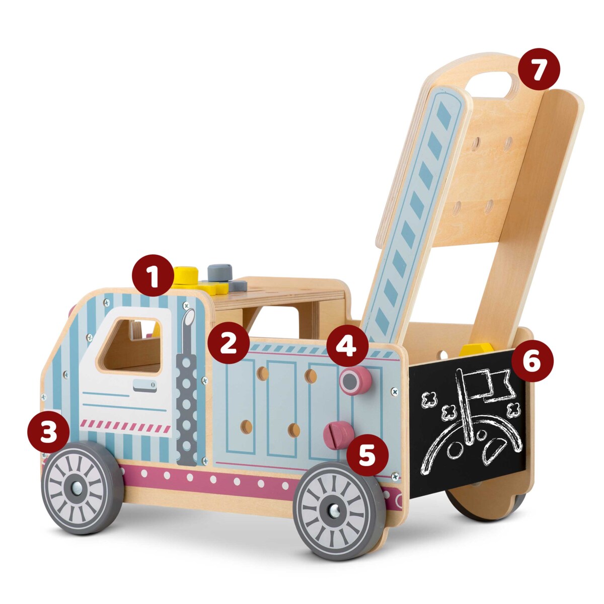 Drewniany chodzik dla dziecka pchacz sensoryczny Ricokids