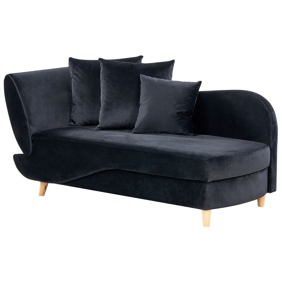 Szezlong welurowy z pojemnikiem lewostronny czarny MERI II