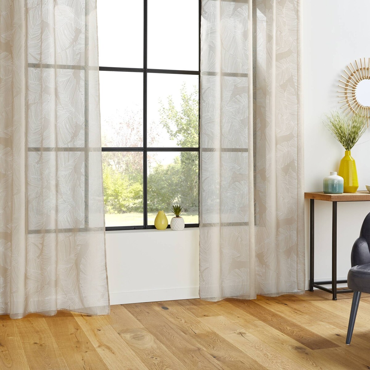 Firana do salonu LEAF, 140 x 240 cm, motyw liści