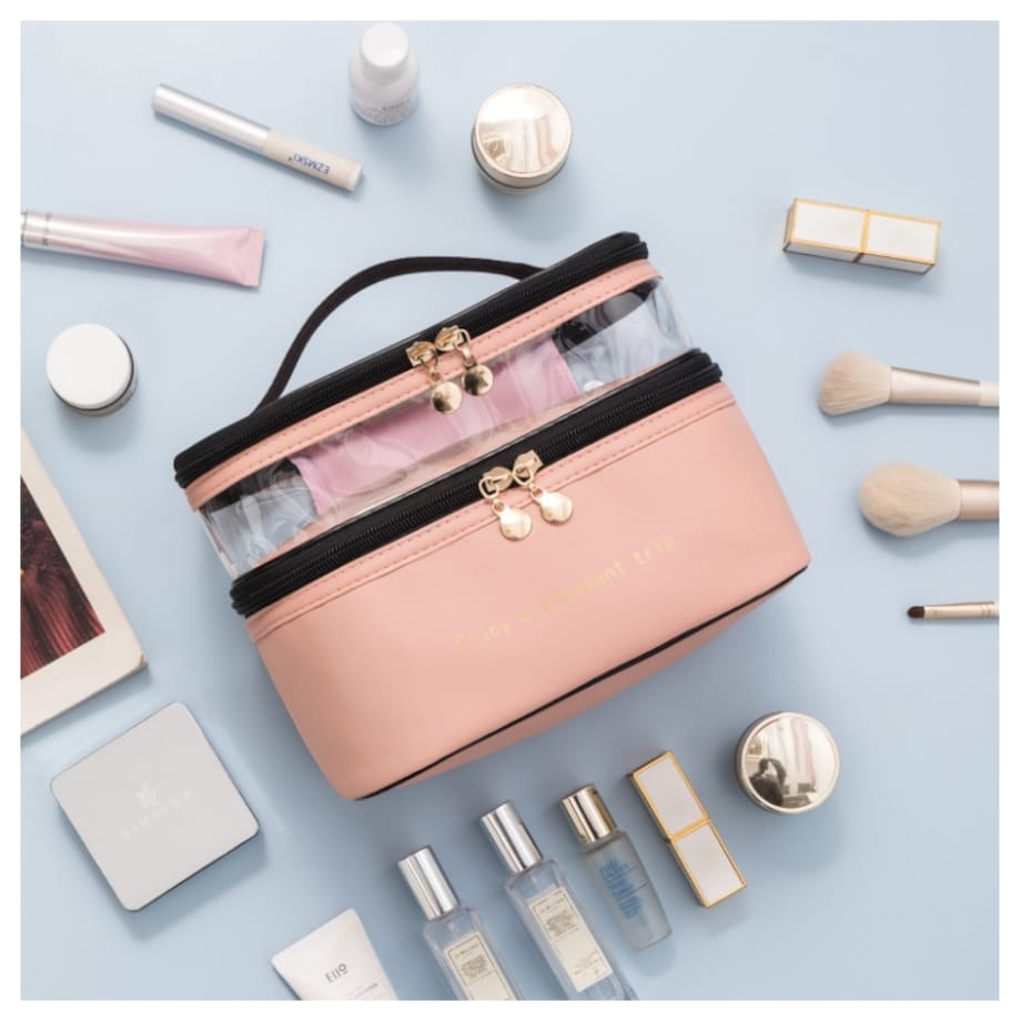 Kosmetyczka rozkładana 2 poziomowa 17x23x15cm różowa KS92WZ4