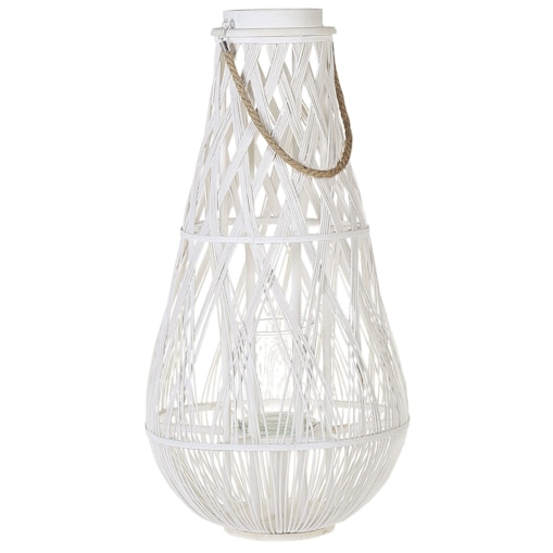 Lampion drewniany 77 cm biały TONGA