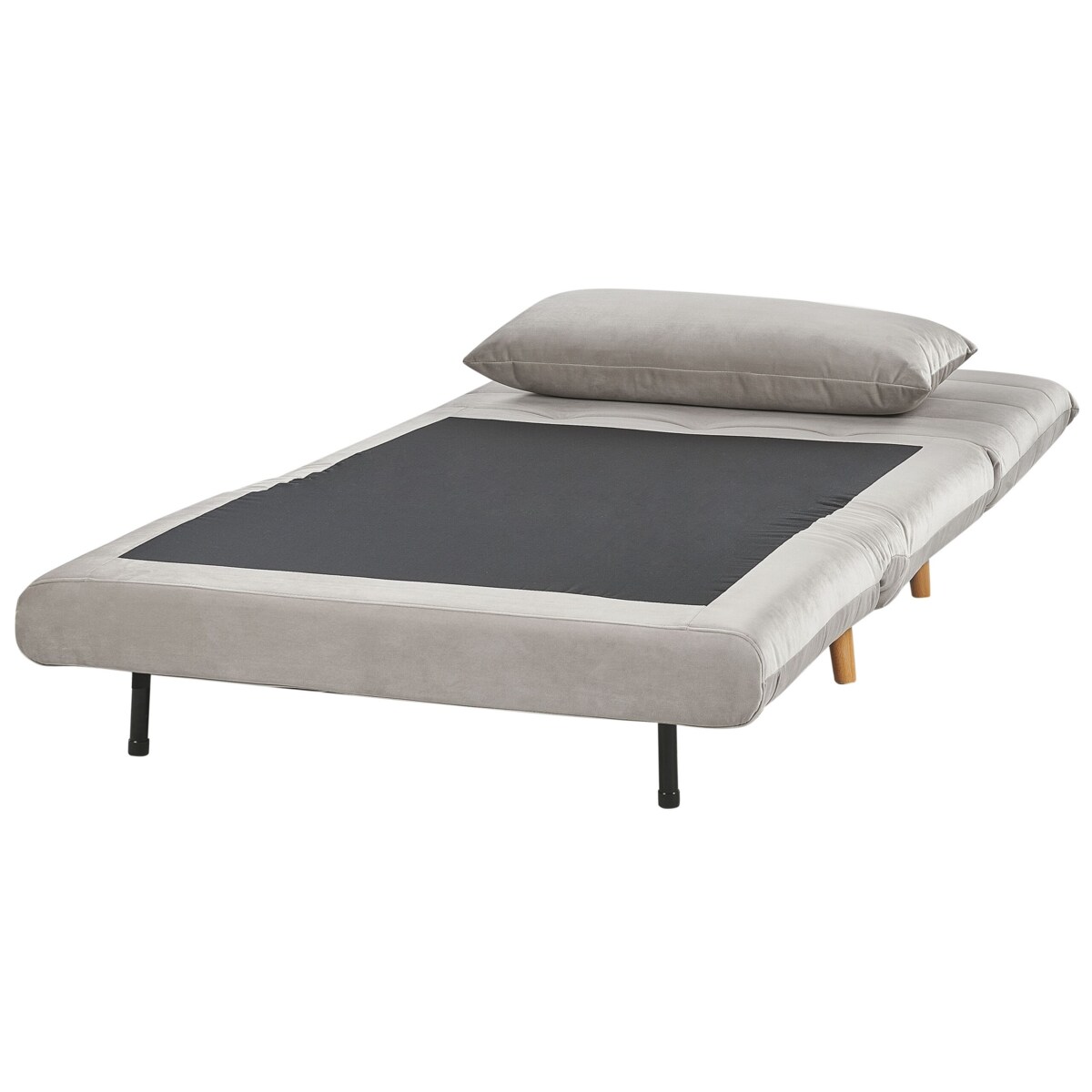 Sofa rozkładana welurowa jednoosobowa jasnoszara SETTEN