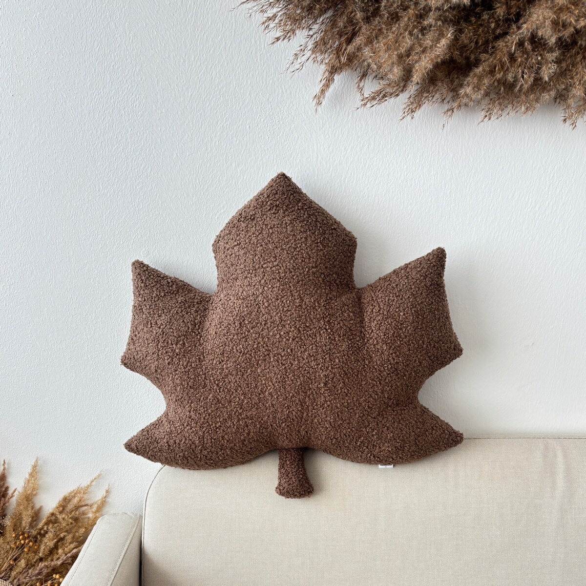 Poduszka jesienna liść Klon brązowy boucle