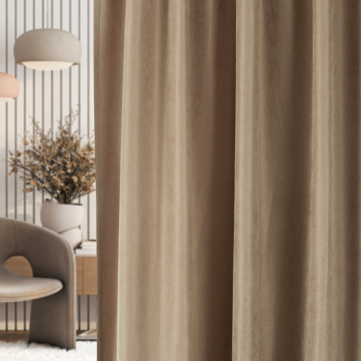 Zasłona na taśmie marszczącej mocca aksamitna 140 x 280 cm 1 szt. 140x280 brązowy