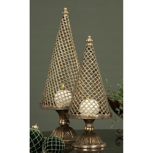 FIGURKA CHOINKA ZŁOTA ŚWIĄTECZNA 2 szt. dekoracyjna Boże Narodzenie lampion