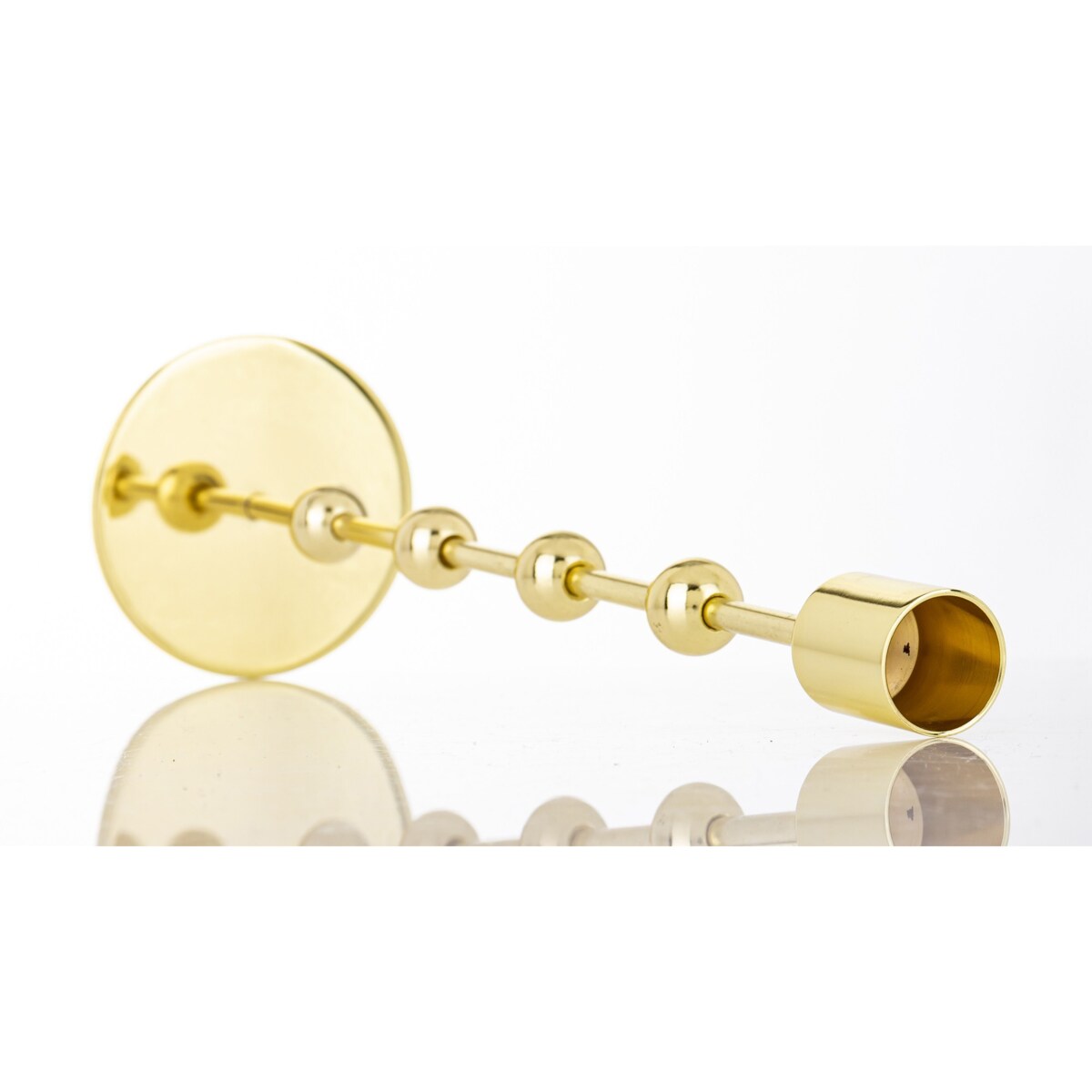 Świecznik metalowy złoty 29x8 x8 cm SOTILLE z 4 kulkami