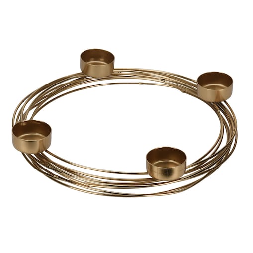 Złoty świecznik na 4 tealight, Ø 28,5 cm