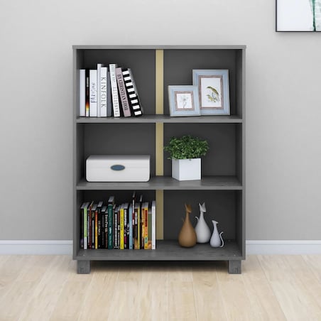 vidaXL Regał na książki HAMAR, ciemnoszary, 85x35x112 cm, lita sosna