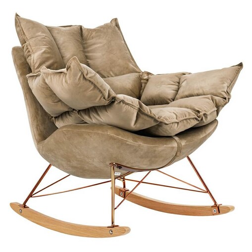 Fotel bujany z poduszką Swing velvet KH1301100129 King Home tapicerowany khaki