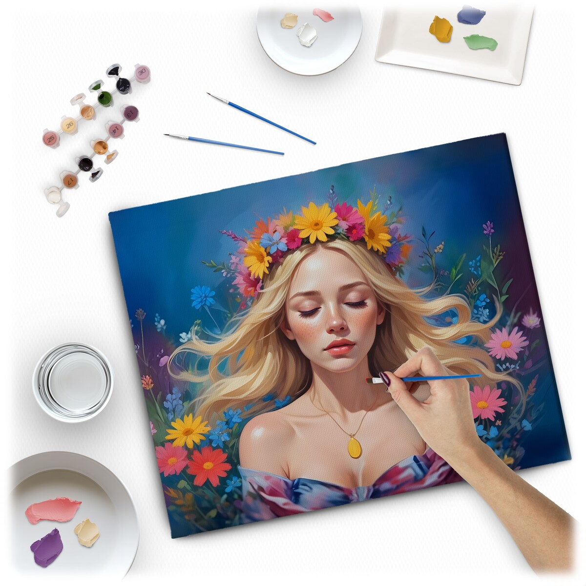 Malowanie po numerach obraz z ramą 40x50 Kobieta Massido