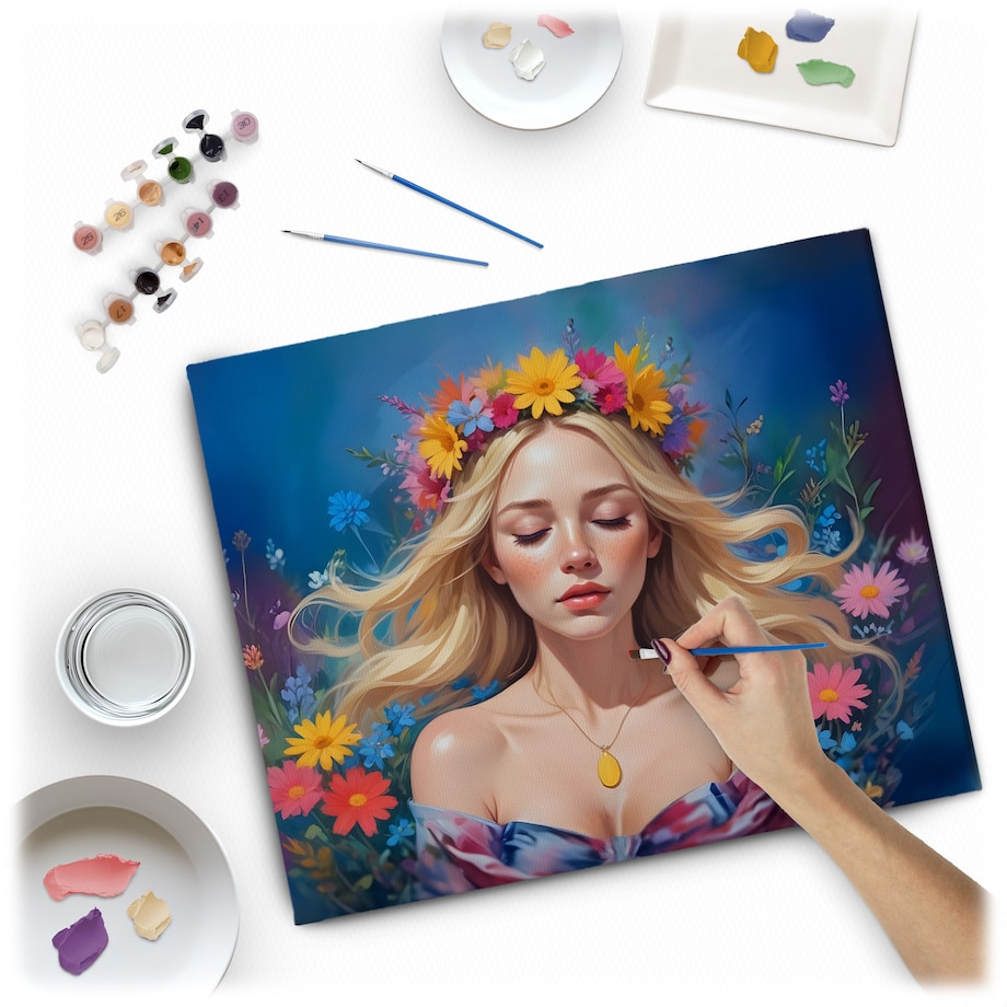 Malowanie po numerach obraz z ramą 40x50 Kobieta Massido