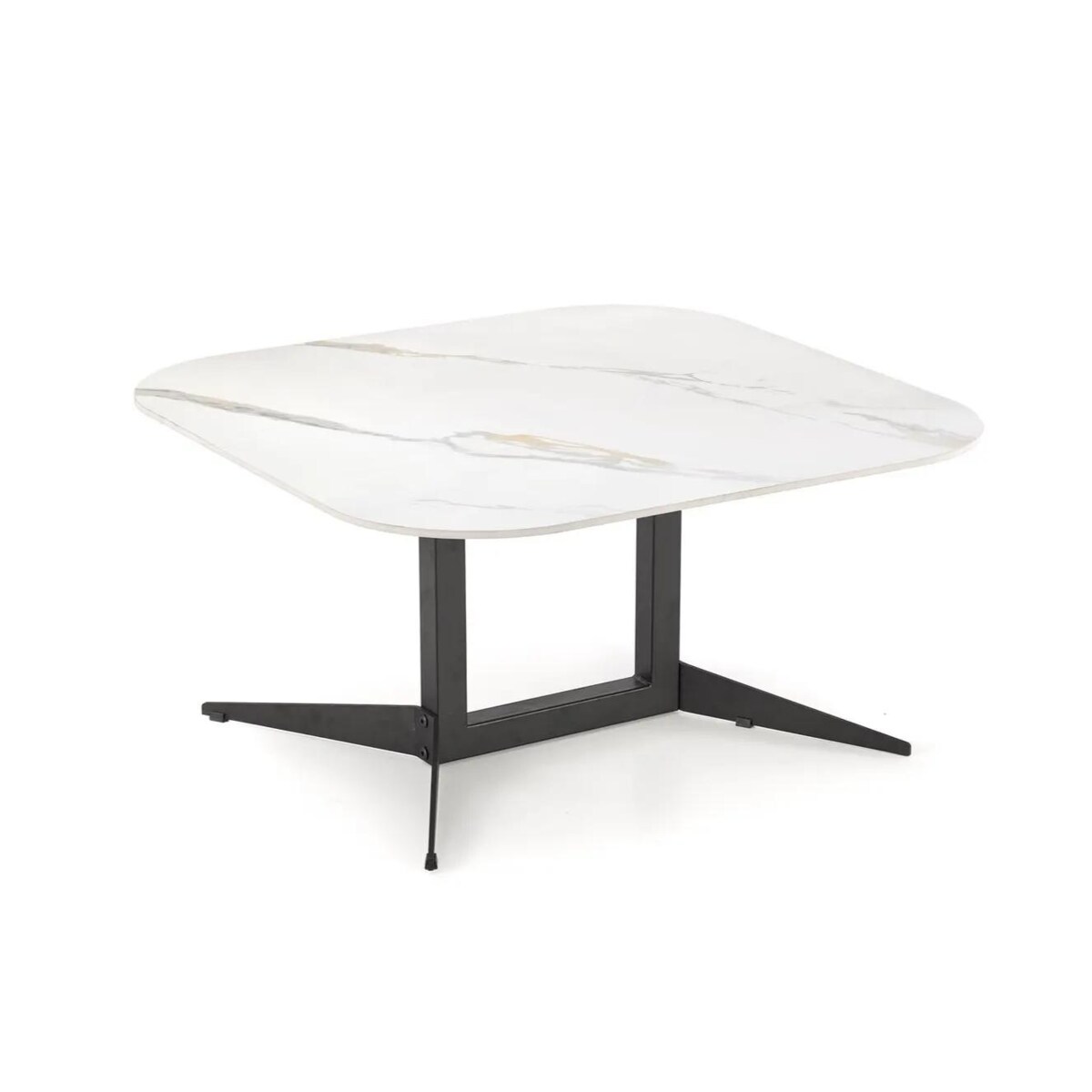 Ława BORNA 80x80 biały marmur/czarna