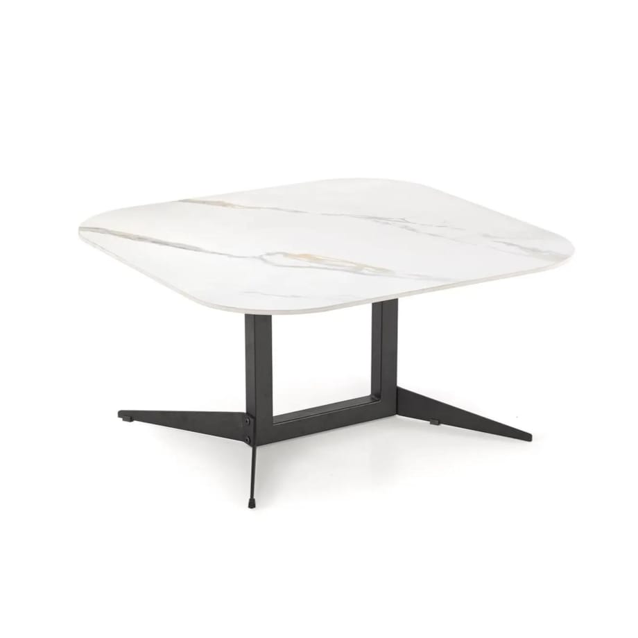 Ława BORNA 80x80 biały marmur/czarna