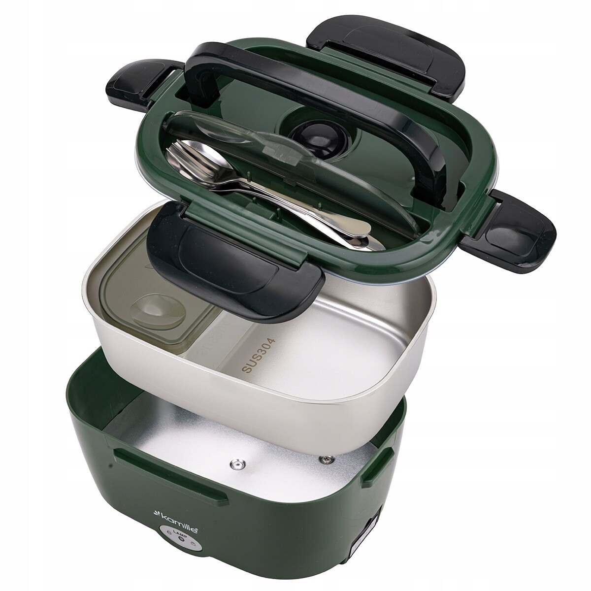 Elektryczny lunch box termos obiadowy samochodowy podgrzewany śniadaniówka do auta 1.5L KAMILLE