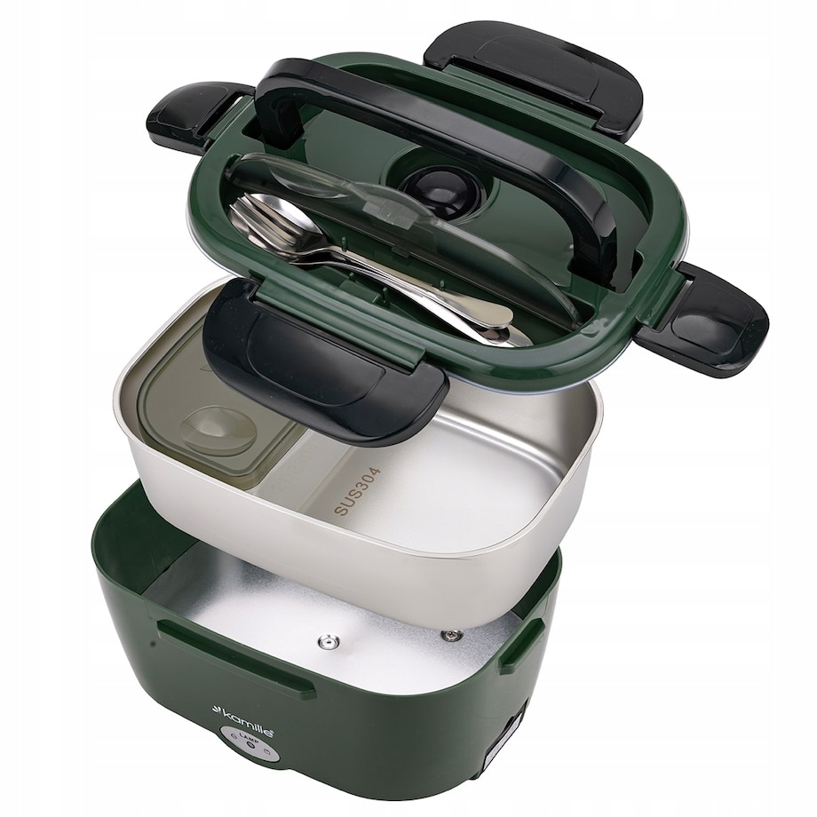 Elektryczny lunch box termos obiadowy samochodowy podgrzewany śniadaniówka do auta 1.5L KAMILLE