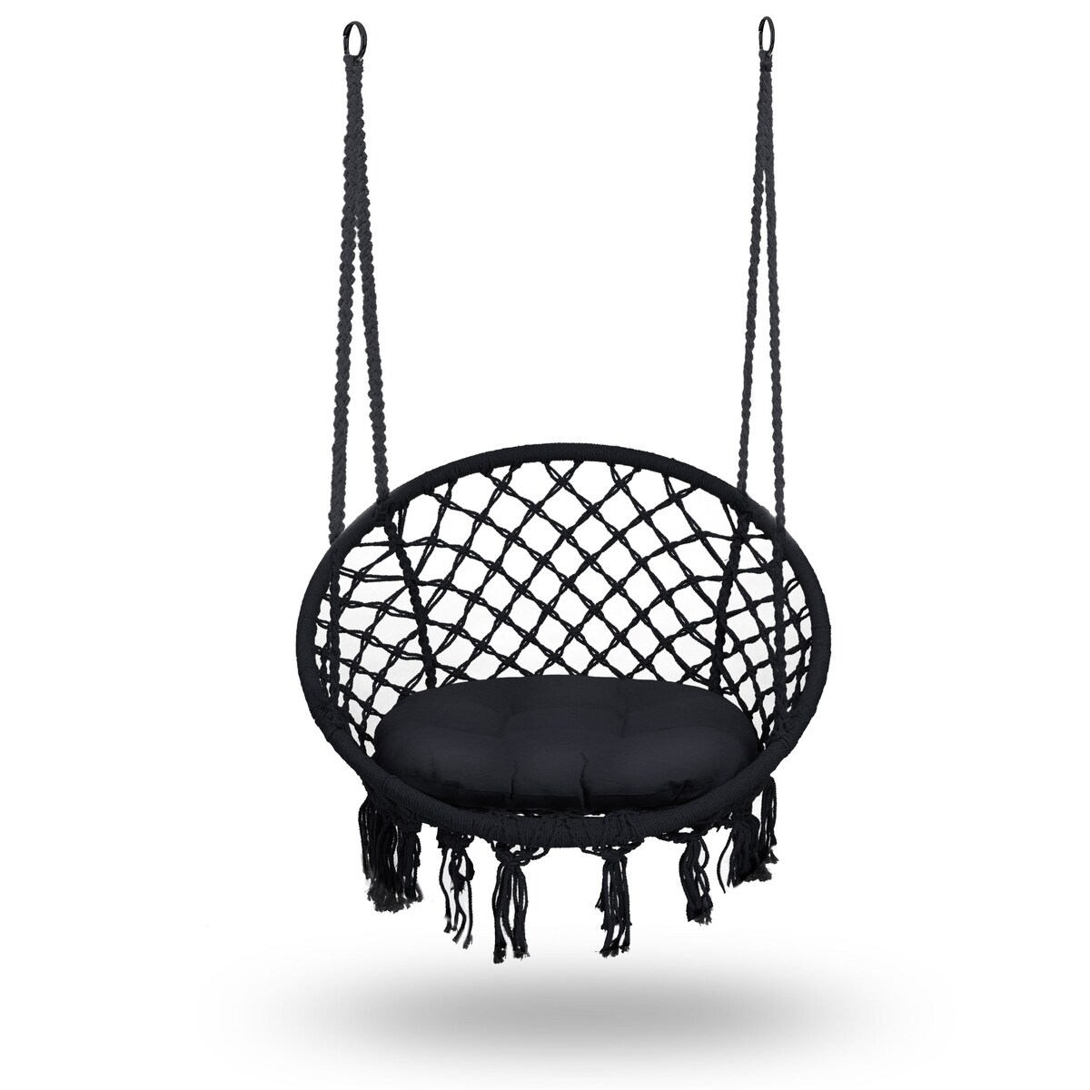 Huśtawka bocianie gniazdo ogrodowa z poduszką fotel wiszący boho Sofotel czarna